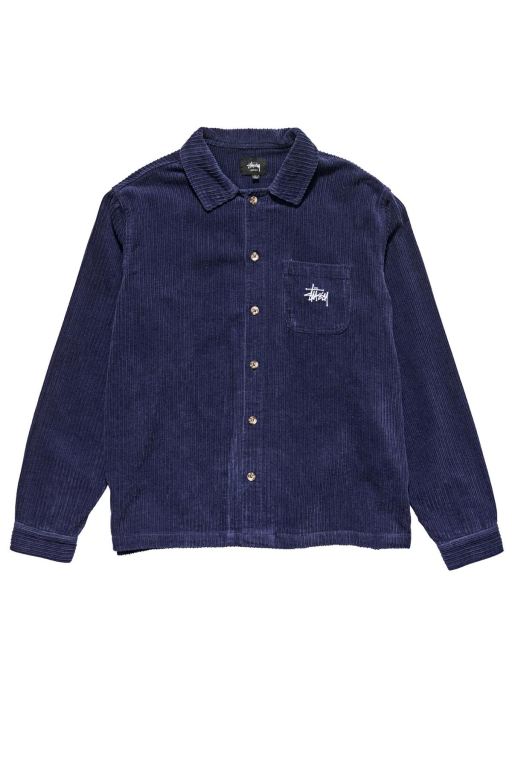 Stussy Mens Murphy Cord LS Shirts Navy - BMAUN1905